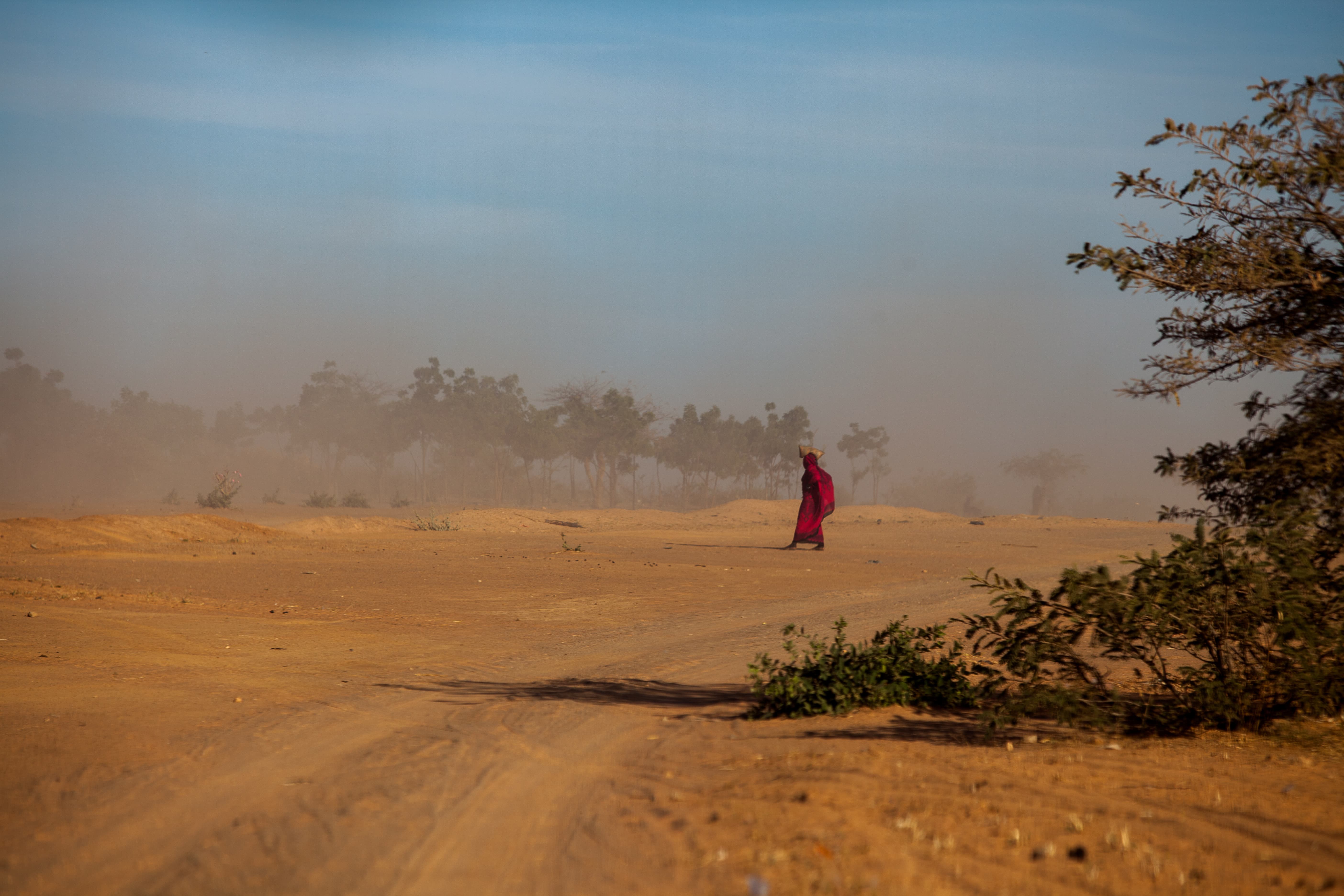 A woman in an arid climate